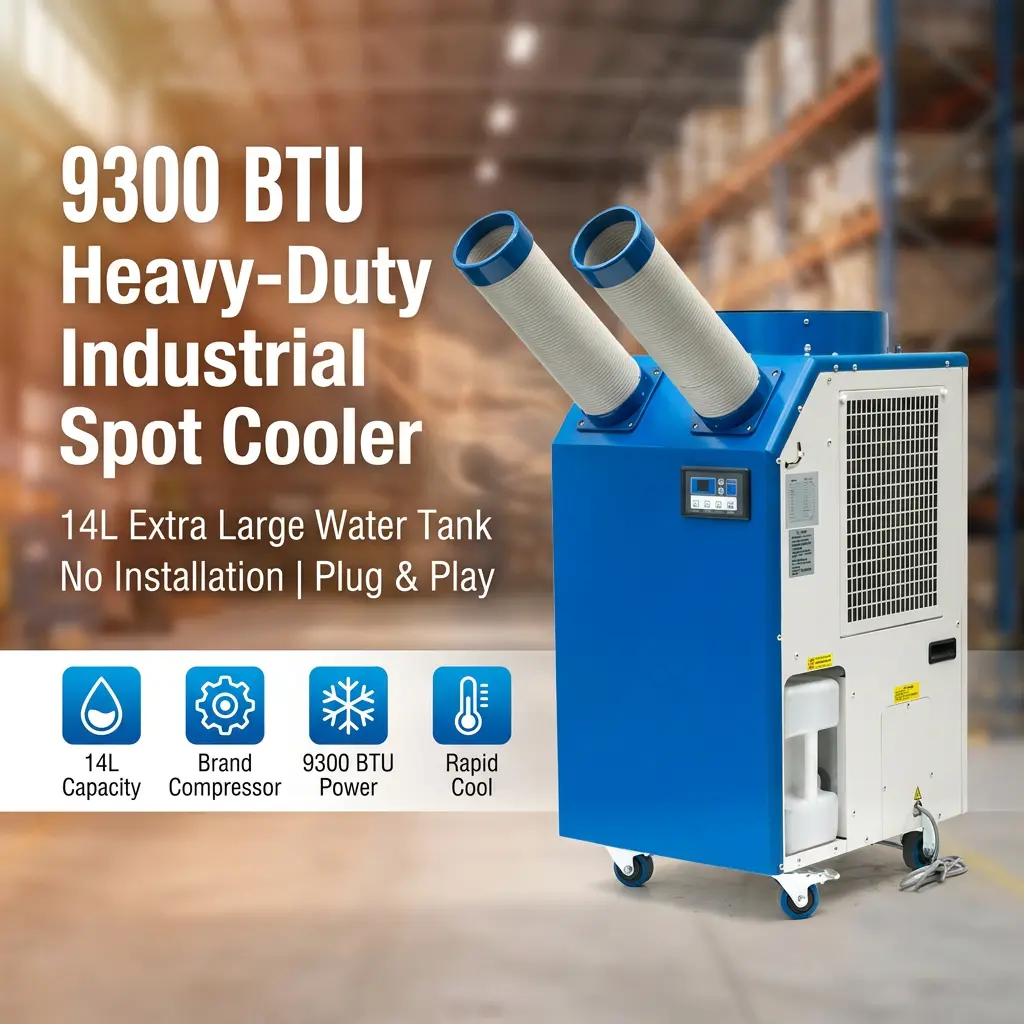 OEM 14L பெரிய தொட்டி 2700W பவர் 9300BTU ரோட்டரி கம்ப்ரசர் போர்ட்டபிள் ஸ்பாட் கூலர் இன்டஸ்ட்ரியல் ஏர் கண்டிஷனர் OEM 14L பெரிய தொட்டி 2700W பவர் 9300BTU ரோட்டரி கம்ப்ரசர் போர்ட்டபிள் ஸ்பாட் கூலர் இன்டஸ்ட்ரியல் ஏர் கண்டிஷனர்